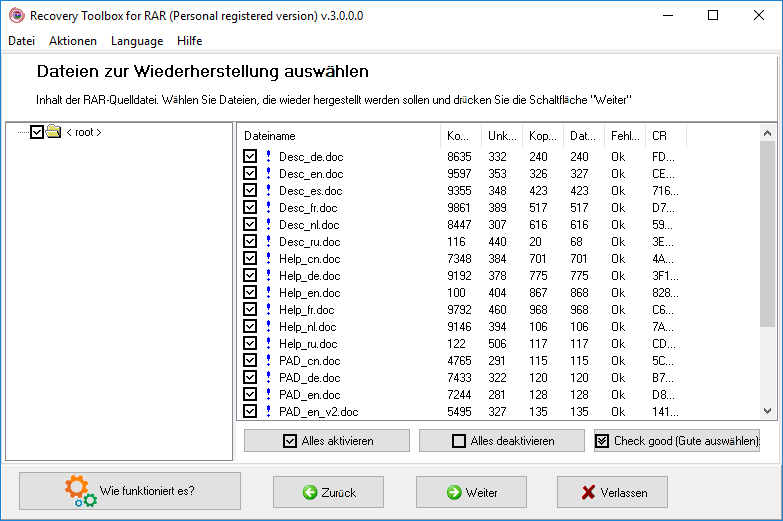 rar datei reparatur