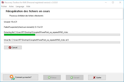 réparation d'un fichier winrar