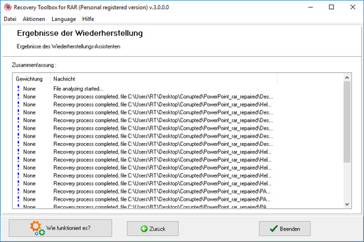rar archiv reparatur werkzeug
